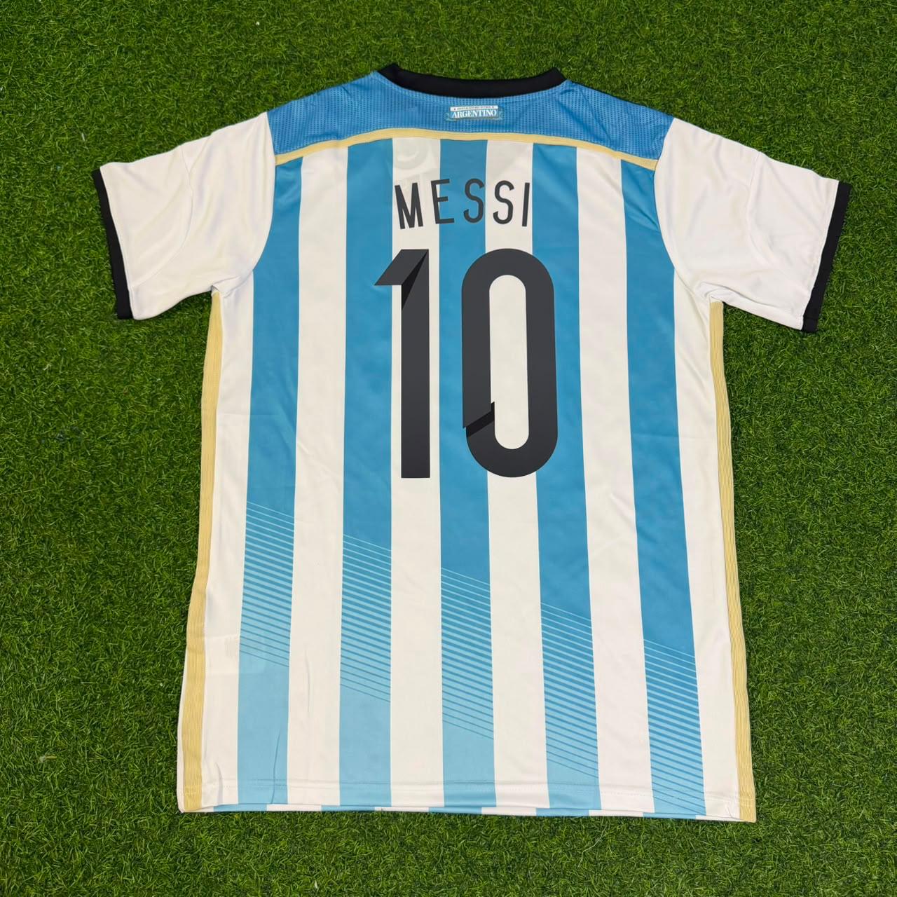 Lionel Messi Argentina 2014 World Cup Home Retro Jersey Trikot Soccer Shirt