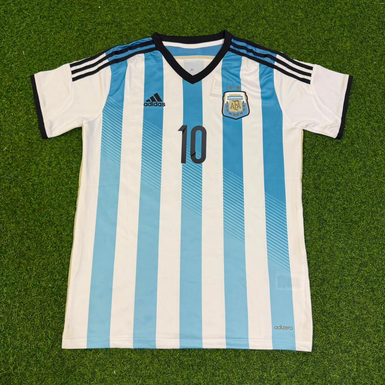 Lionel Messi Argentina 2014 World Cup Home Retro Jersey Trikot Soccer Shirt