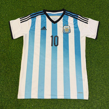 Lionel Messi Argentina 2014 World Cup Home Retro Jersey Trikot Soccer Shirt