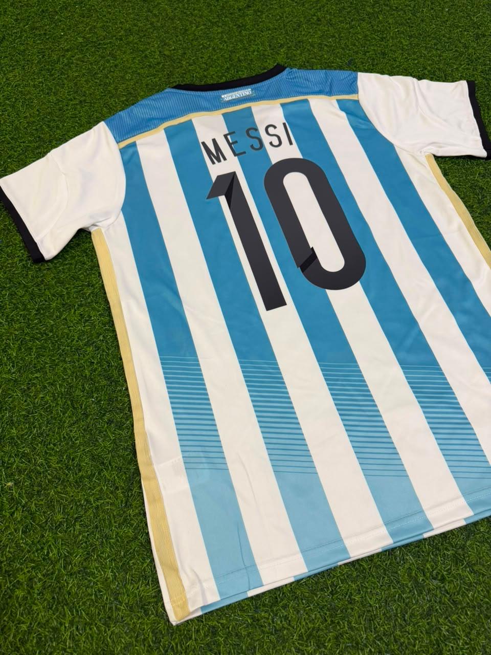 Lionel Messi Argentina 2014 World Cup Home Retro Jersey Trikot Soccer Shirt