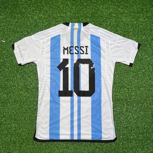 Lionel Messi 10- Argentina 2022 Qatar World Cup Champion Home Jersey Maillot Trikot Maglia Soccer Shirt