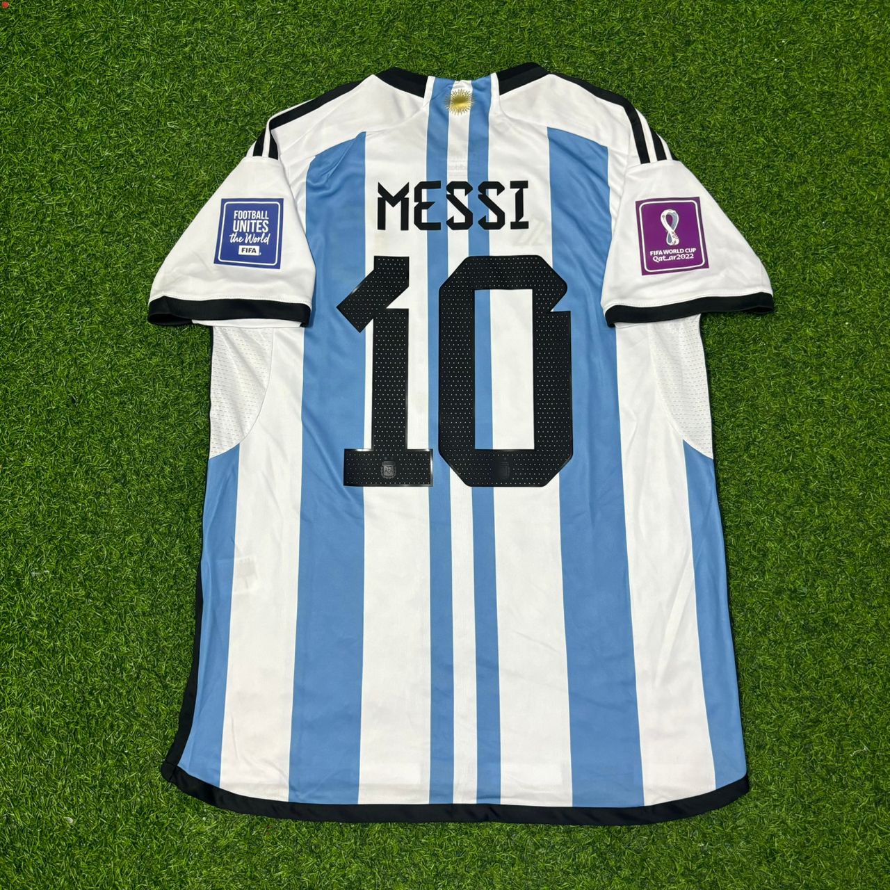 Lionel Messi Argentina 2022 World Cup Final Home Jersey Maillot Trikot Maglia