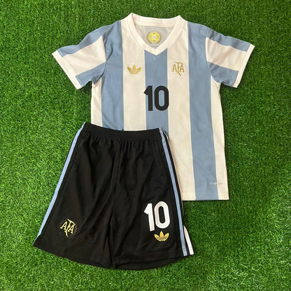 Lionel Messi Argentina Retro Kids Children Set Retro Football Jersey Trikot