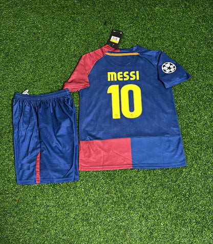 Lionel Messi Barcelona 2009 Champions League Final Retro Kids Football Jersey Kit