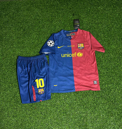 Lionel Messi Barcelona 2009 Champions League Final Retro Kids Football Jersey Kit