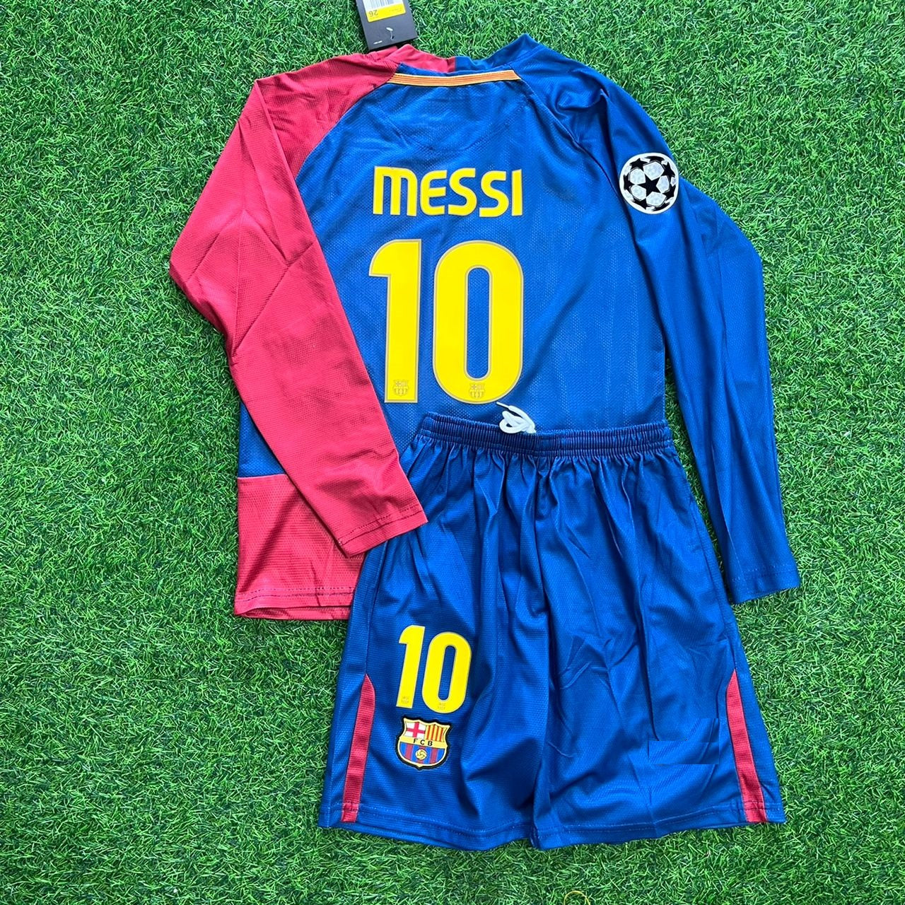 Lionel Messi Barcelona 2009 Final Kids Retro Football Jersey Soccer Kit