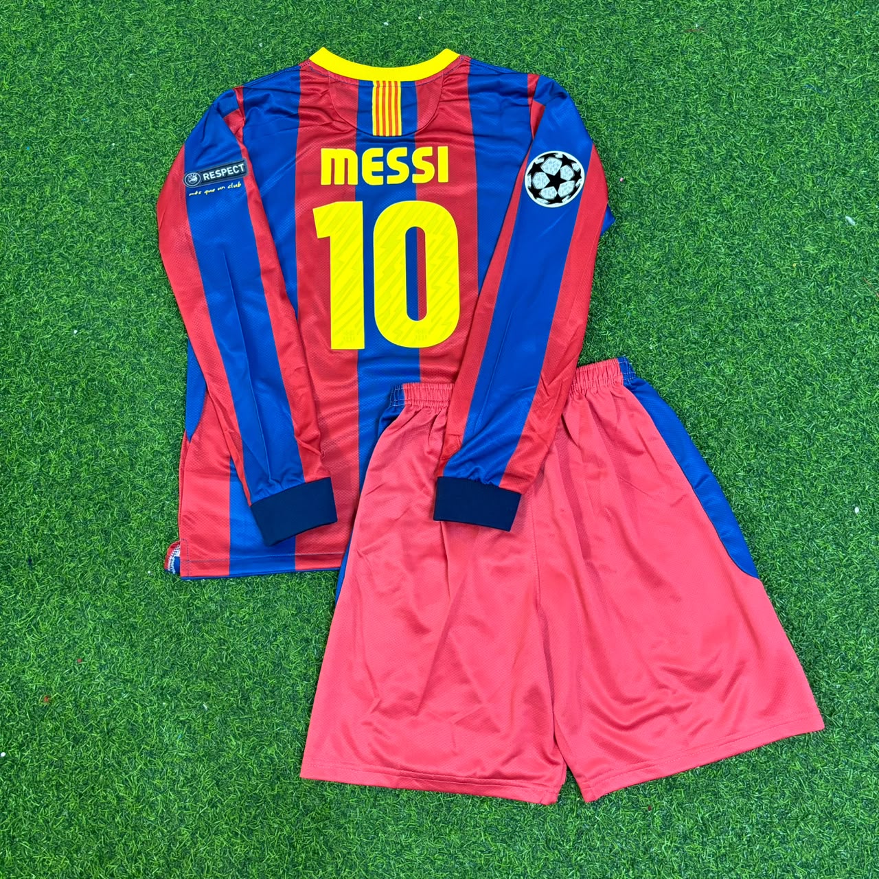 Lionel Messi Barcelona 2010/2011 Long Sleeve Kids Kit Kindertrikot Maillot Enfant Kindertrui Soccer Shirt