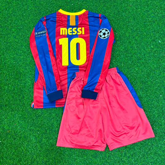 Lionel Messi Barcelona 2010/2011 Long Sleeve Kids Kit Kindertrikot Maillot Enfant Kindertrui Soccer Shirt