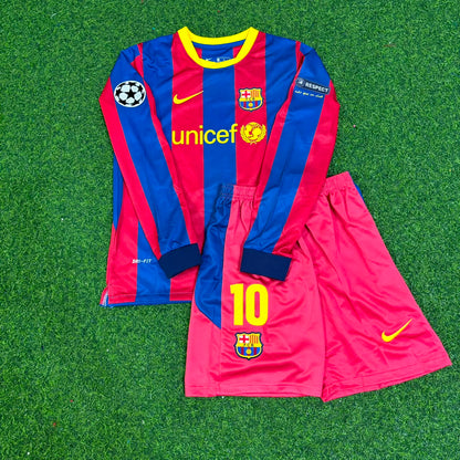 Lionel Messi Barcelona 2010/2011 Long Sleeve Kids Kit Kindertrikot Maillot Enfant Kindertrui Soccer Shirt