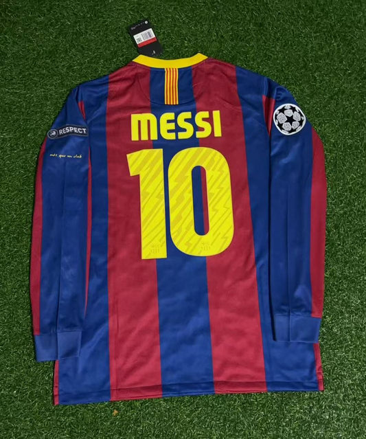 Lionel Messi Barcelona 2011 Champions League Final Long Sleeve Retro Football Jersey Kit