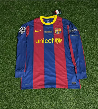 Lionel Messi Barcelona 2011 Champions League Final Long Sleeve Retro Football Jersey Kit