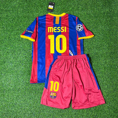 Lionel Messi Barcelona 2011 London Final Kids Retro Football Jersey Kit