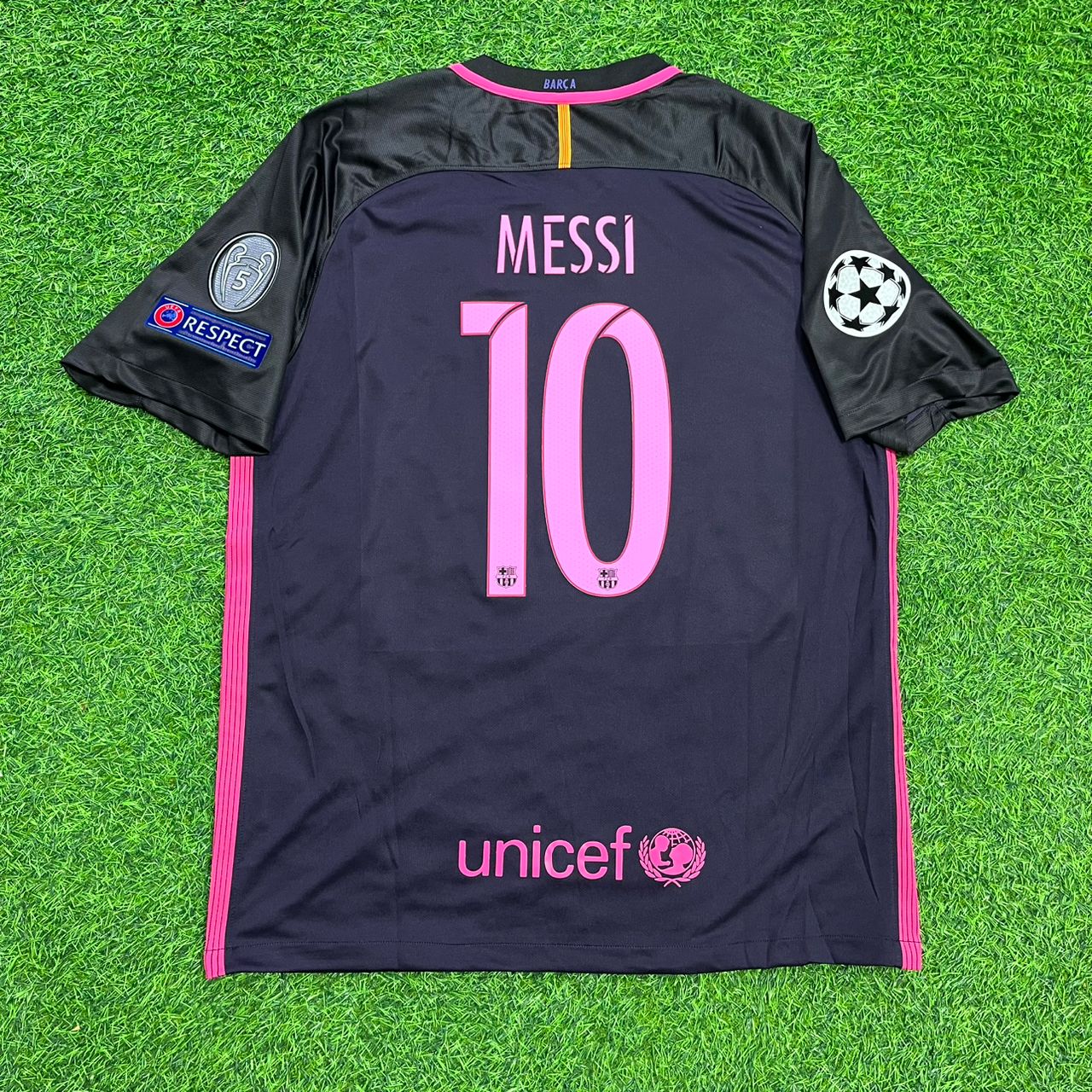 Lionel Messi Barcelona 2014/15 Retro Black Pink Jersey Maillot Trikot Maglia