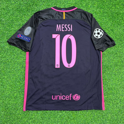 Lionel Messi Barcelona 2014/15 Retro Black Pink Jersey Maillot Trikot Maglia