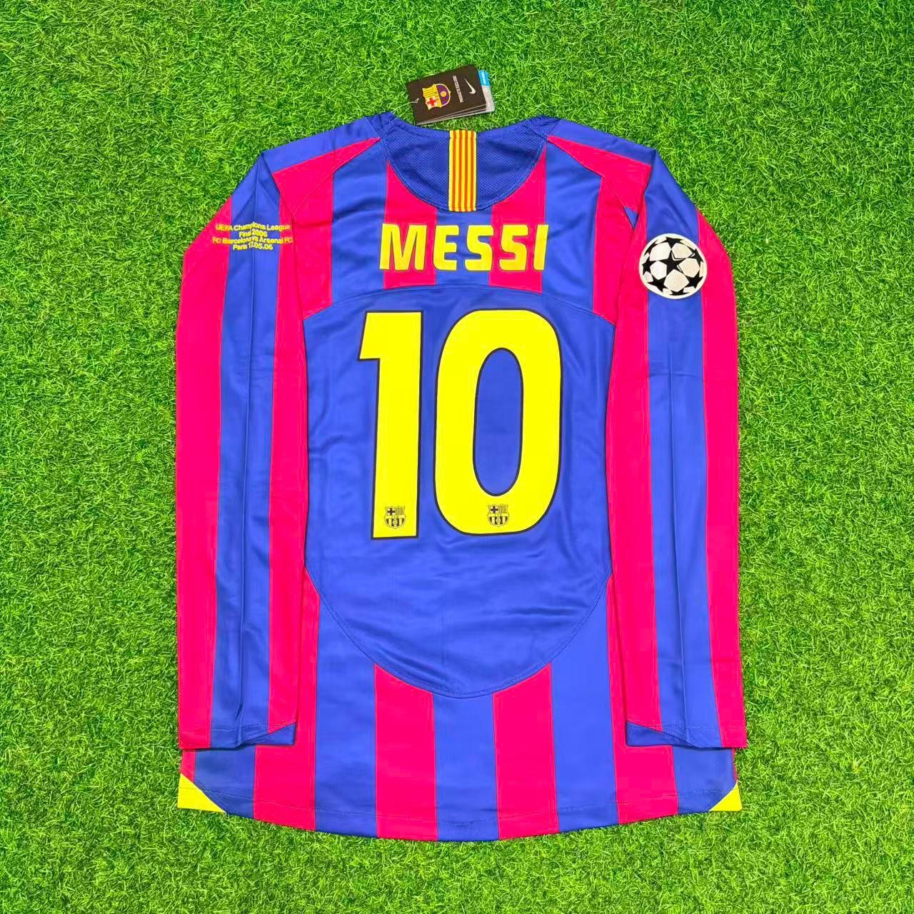 Lionel Messi Barcelona Retro Long Sleeve Football Jersey