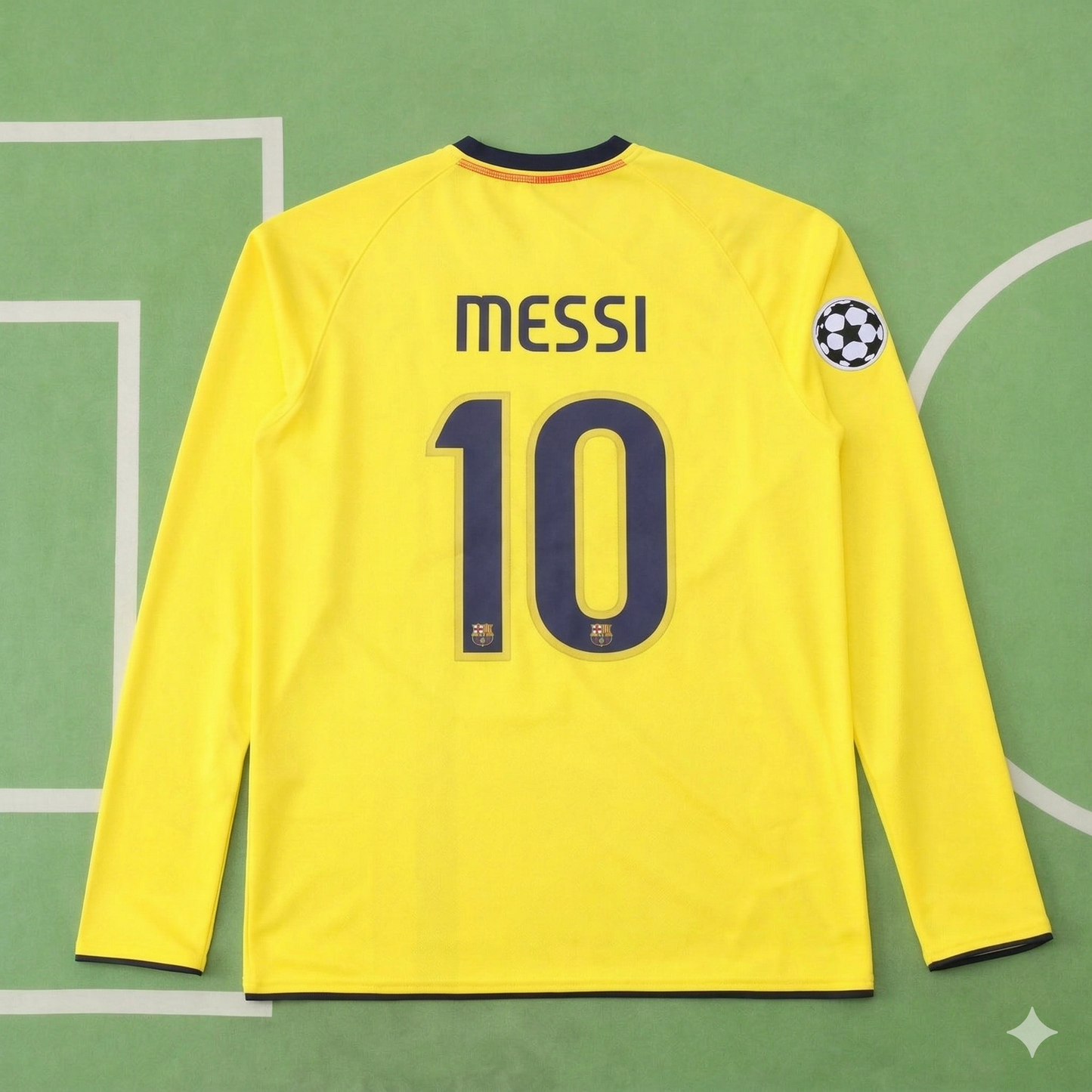 Lionel Messi FC Barcelona 08/09 Season Yellow Away Retro Jersey Trikot Soccer Shirt