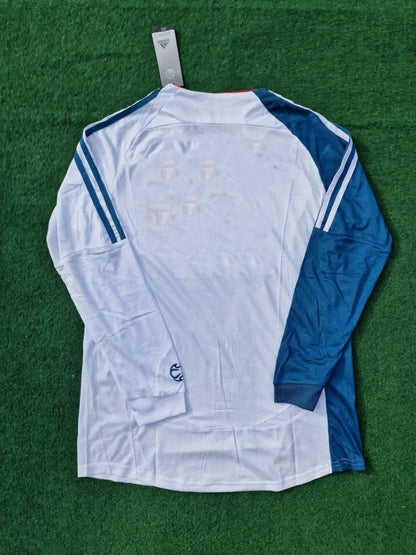 Liverpool 2007 White Blue Long Sleeve Retro Jersey Trikot Maglia