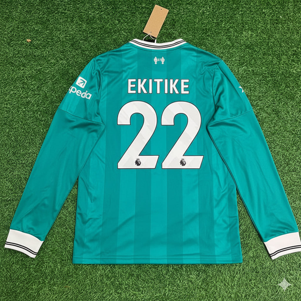 Hugo Ekitiké Liverpool 2025 New Season Away Long Sleeve Football Jersey Kit