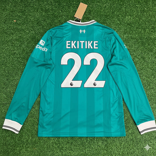 Hugo Ekitiké Liverpool 2025 New Season Away Long Sleeve Football Jersey Kit