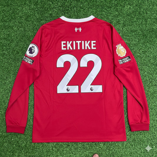 Hugo Ekitiké Liverpool 2025 New Season Long Sleeve Football Jersey Kit