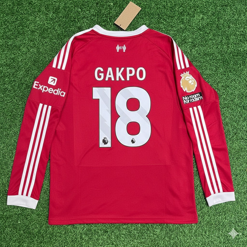 Cody Gakpo Liverpool 2025 New Season Long Sleeve Football Jersey Kit