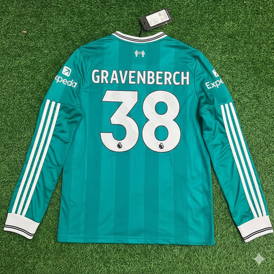 Ryan Gravenberch Liverpool 2025 New Season Away Long Sleeve Football Jersey Kit