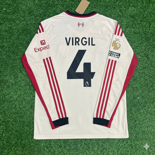 Virgil van Dijk Liverpool 2025 New Season Away Long Sleeve Football Jersey Kit