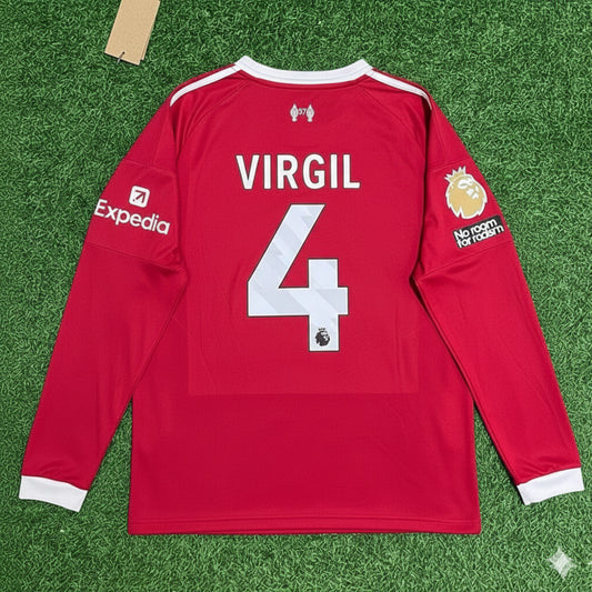Virgil van Dijk Liverpool 2025 New Season Long Sleeve Football Jersey Kit