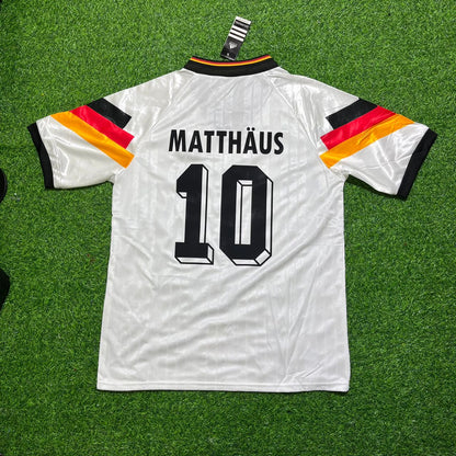 Lothar Matthäus Deutschland 1992 White Retro Fußballtrikot