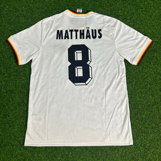 Maillot Rétro Lothar Matthäus #8 Allemagne Coupe du Monde 1986 Blanc