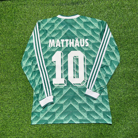 Lothar Matthäus Germany 1990 World Cup Green Long Sleeve Football Jersey