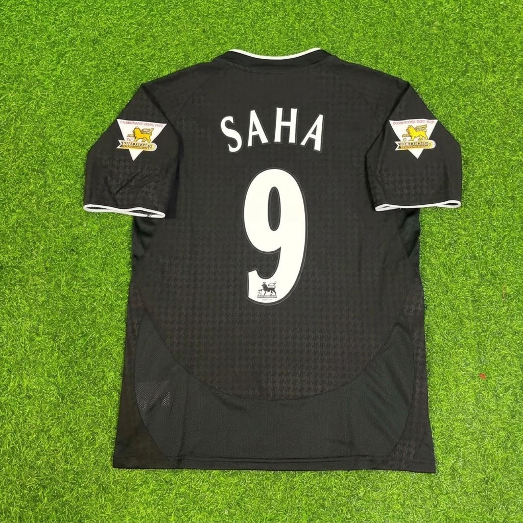 Louis Saha Manchester United 2003-2004 Away Black Retro Football Jersey