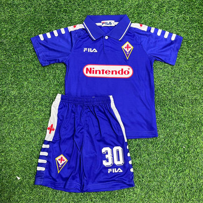 Luca Toni 30 Fiorentina Retro Purple Kids Football Jersey Kit