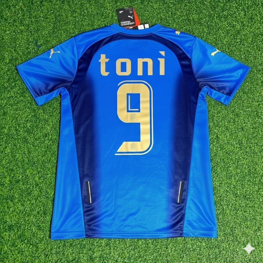 Luca Toni 9 - Italy 2006 World Cup Final Retro Jersey Maillot Trikot Maglia Soccer Shirt