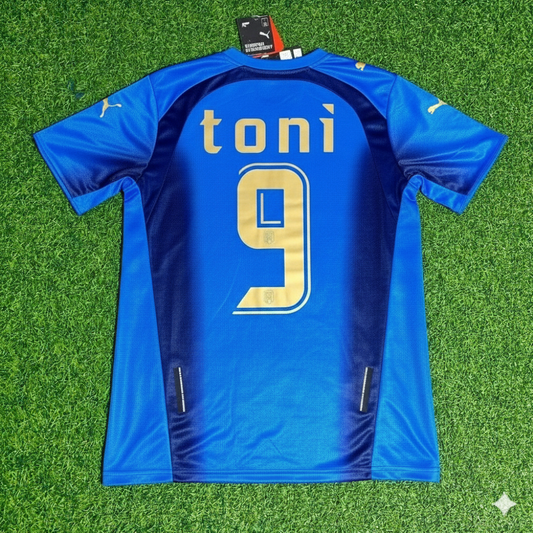 Luca Toni 9 - Italy 2006 World Cup Final Retro Jersey Maillot Trikot Maglia Soccer Shirt