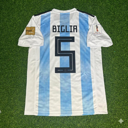 Lucas Biglia #5 Argentina 2018 World Cup Home Retro Jersey