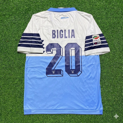 Lucas Biglia #20 Lazio White Blue Retro Home Football Jersey