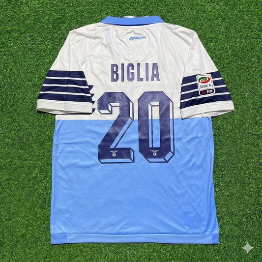 Lucas Biglia #20 Lazio White Blue Retro Home Football Jersey