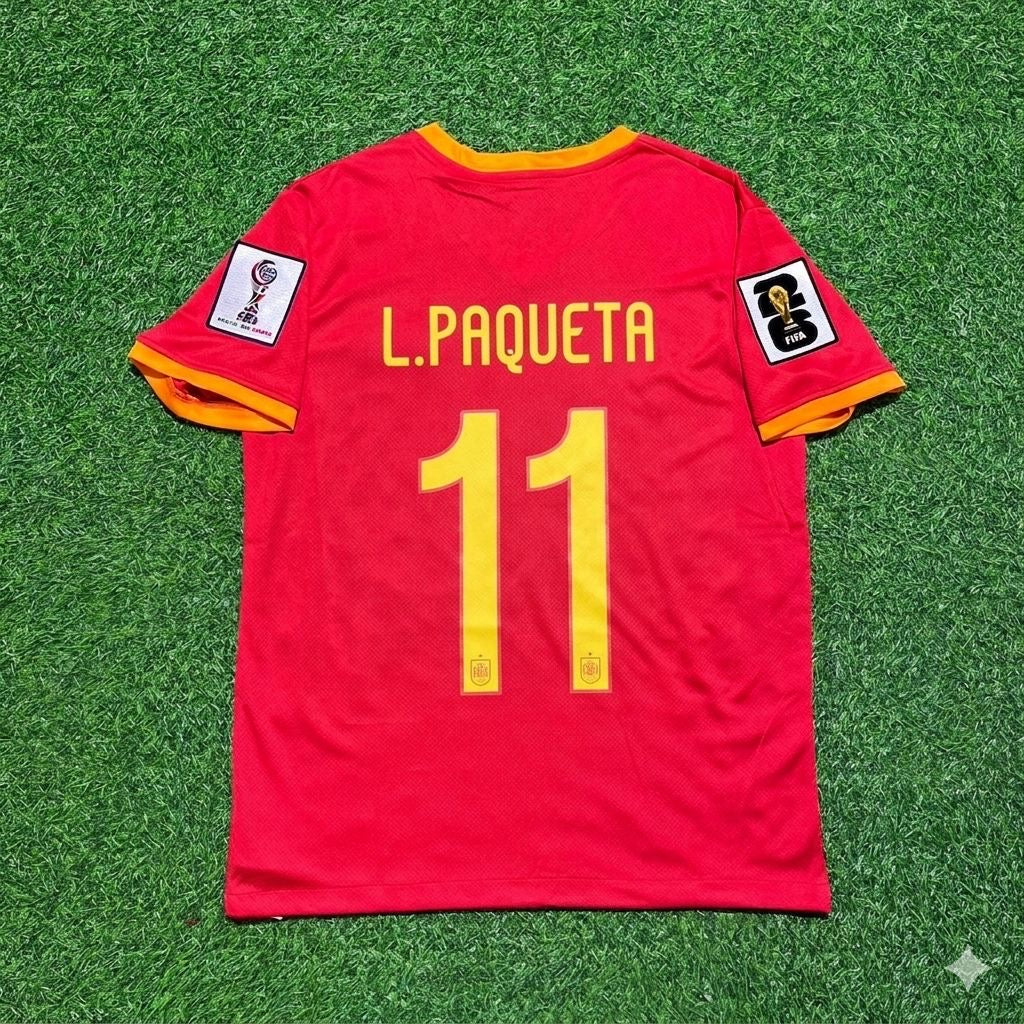 Lucas Paquetá 11# Brésil 2026 Coupe du Monde Maillot Rouge