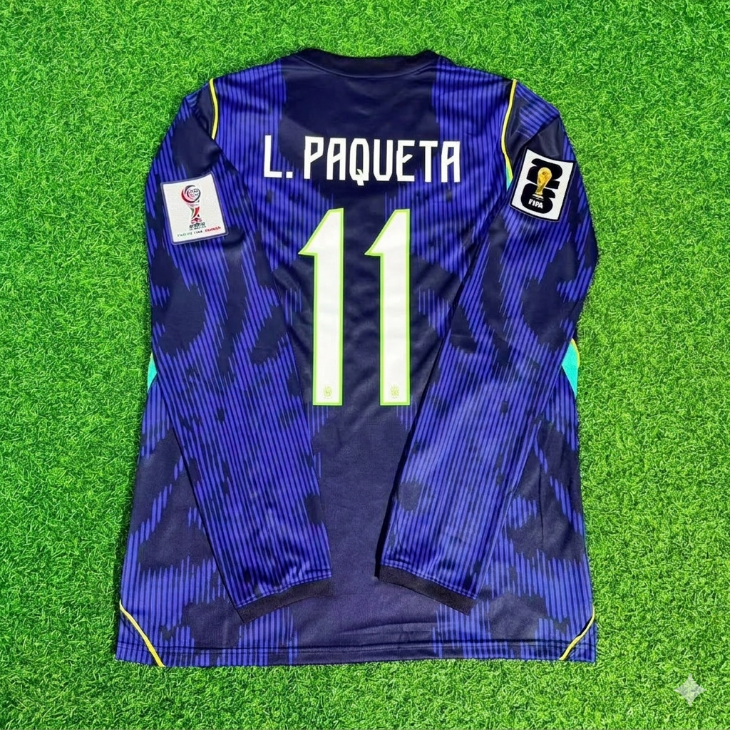 Lucas Paquetá 11# Brazil 2026 World Cup Sleeve Blue Away Jersey Trikot