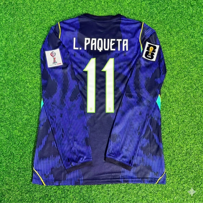 Lucas Paquetá 11# Brazil 2026 World Cup Sleeve Blue Away Jersey Trikot