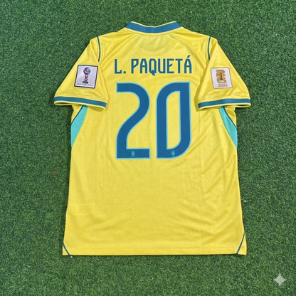 Lucas Paquetá #20 Brazil 2026 World Cup Yellow Home Football Jersey