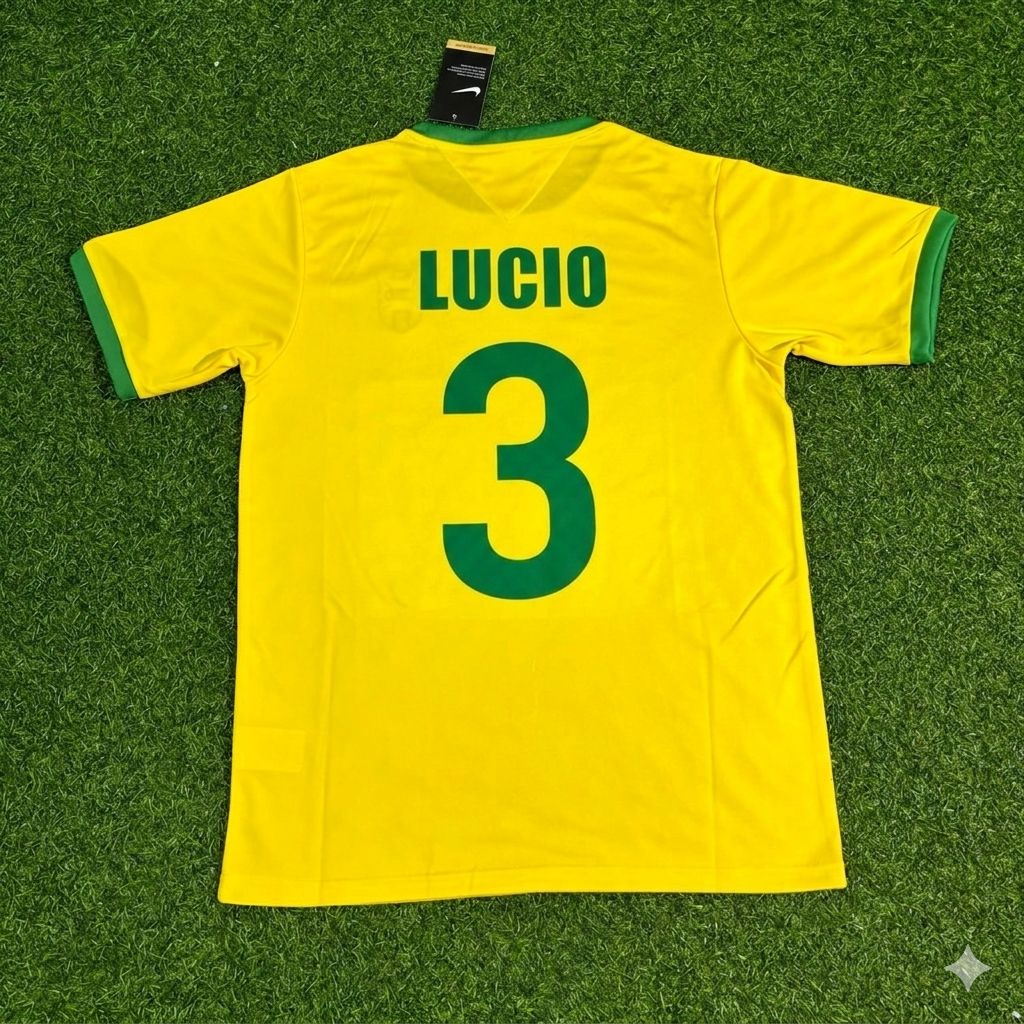 Lucio Brazil Retro Home Football Jersey Trikot Maillot