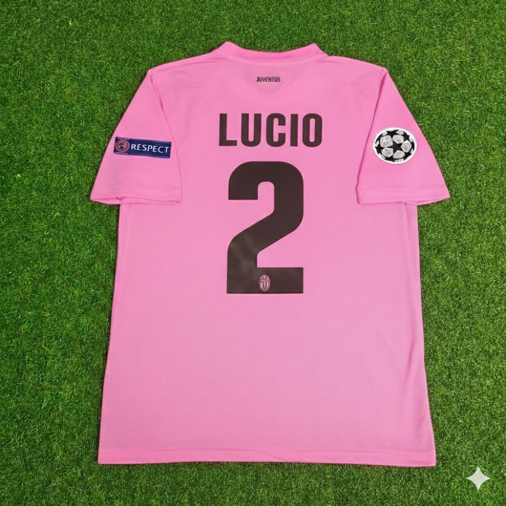 Lucio Juventus Pink 2012 2013 Season Retro Jersey Soccer Shirt