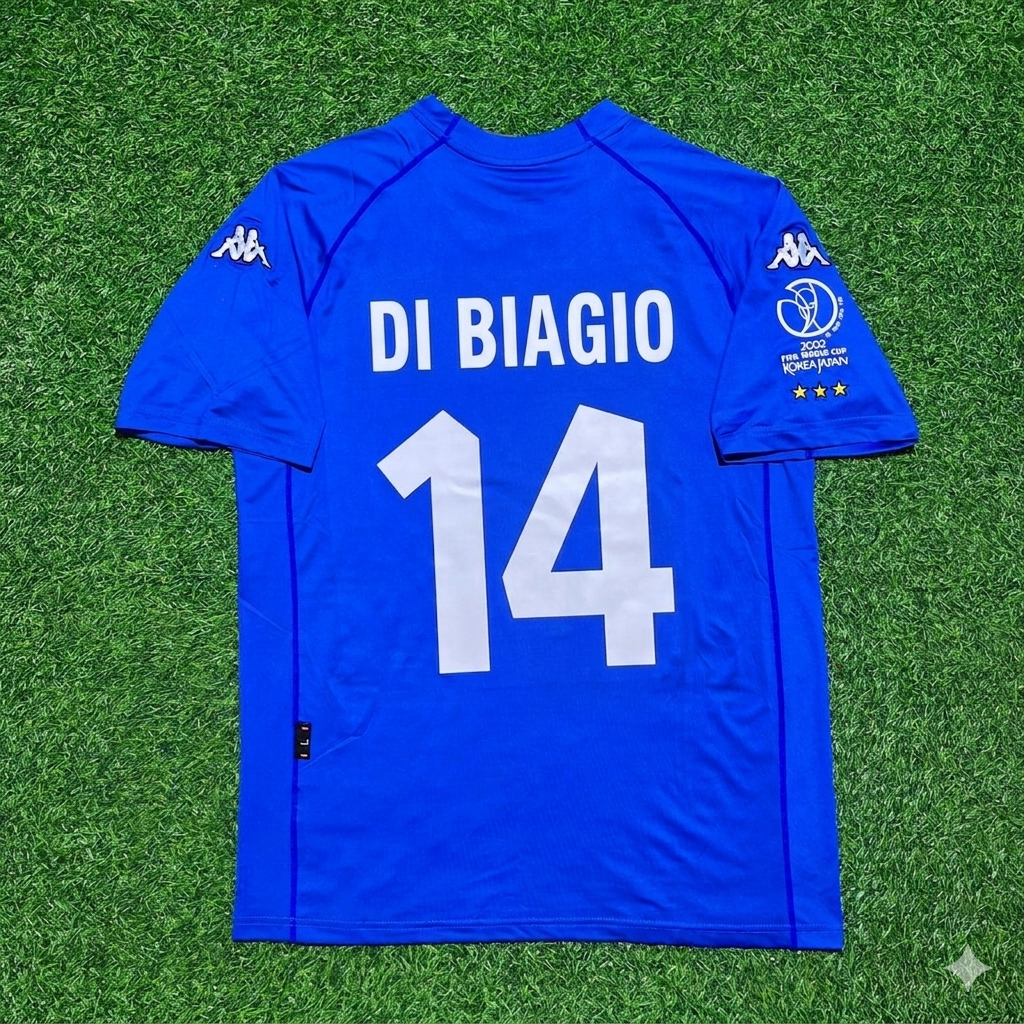 Luigi Di Biagio #14 Italy 2002 World Cup Home Retro Jersey