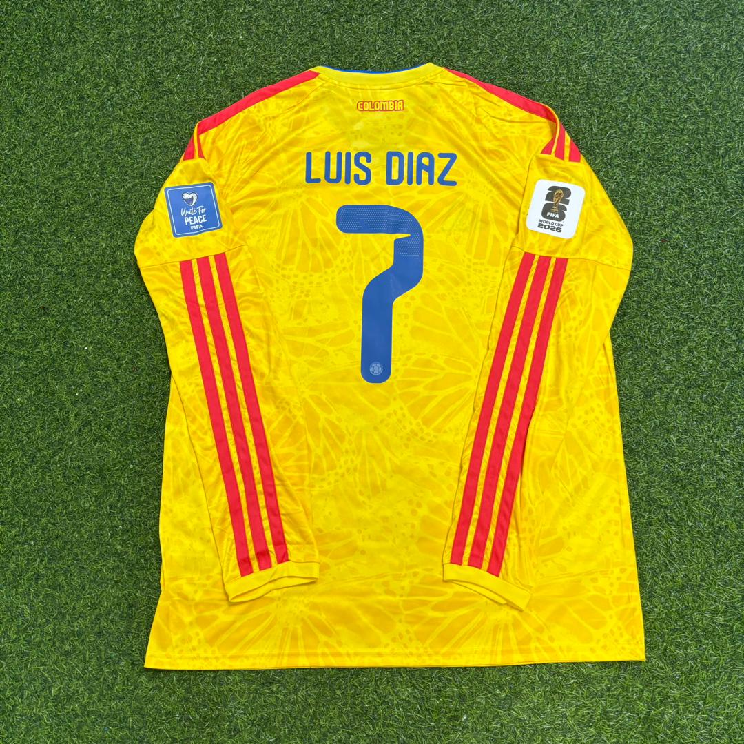 Luis Díaz Colombia 2026 World Cup Long Sleeve Home Football Jersey Kit