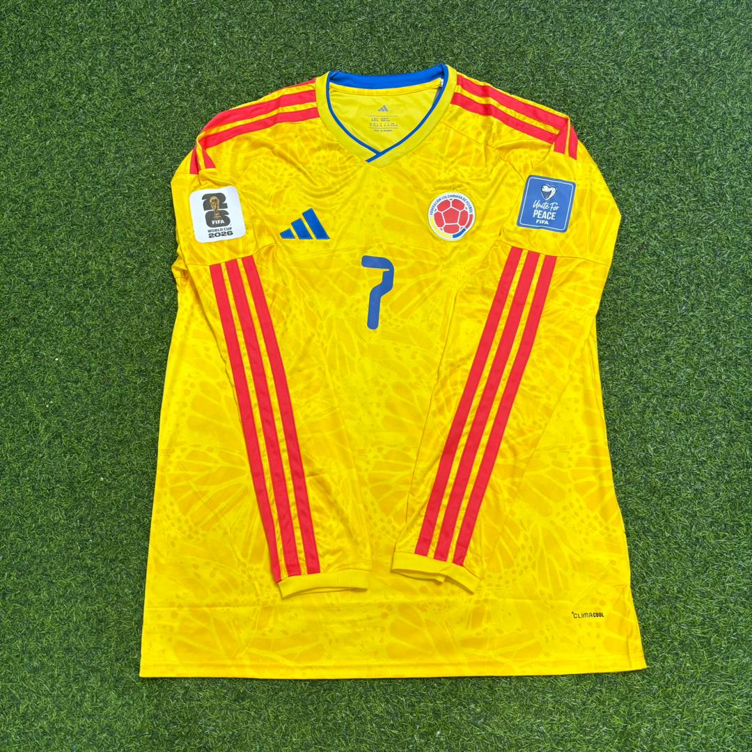 Luis Díaz Colombia 2026 World Cup Long Sleeve Home Football Jersey Kit
