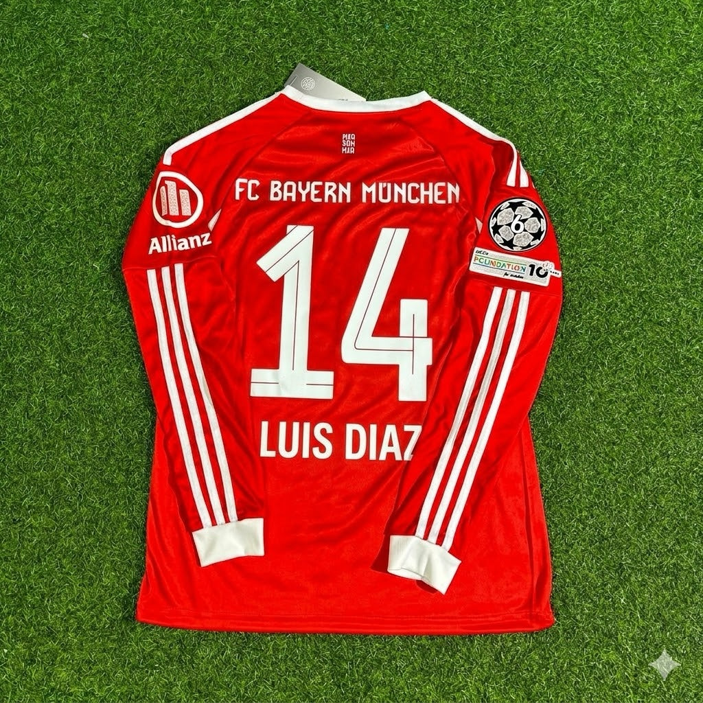 Luis Diaz #14 Bayern Munich 2026 Champions League Long Sleeve Football Jersey