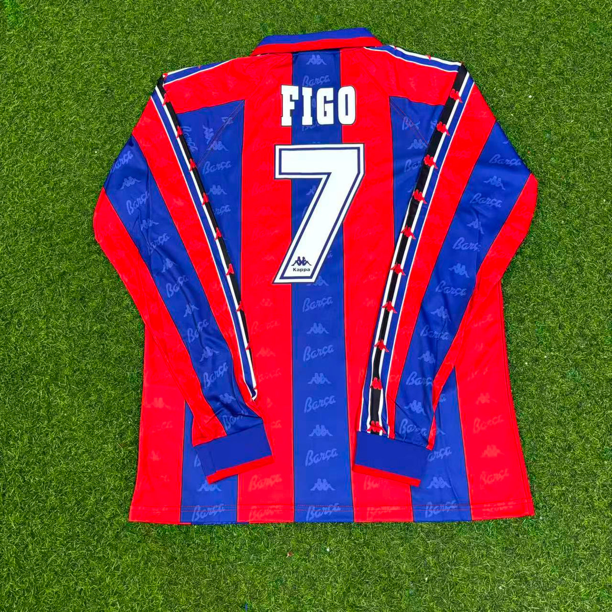 Luis Figo Barcelona 1996 1997 Retro Burgundy Long Sleeve Jersey Soccer Shirt