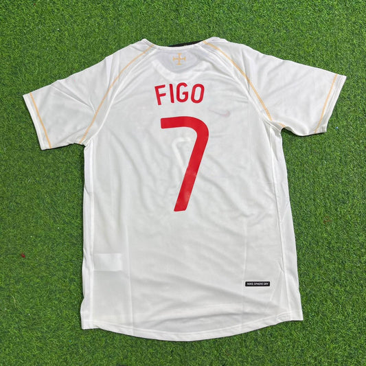 Luis Figo Portugal 2002 Retro White Debut Football Jersey